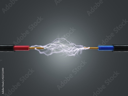 electric current cables, discharges. energy concept dark background