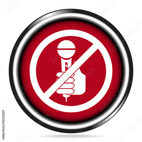 Hand holding microphone icon, No interview answering question concept