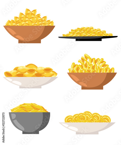 Macaroni set vector pasta collection italian food