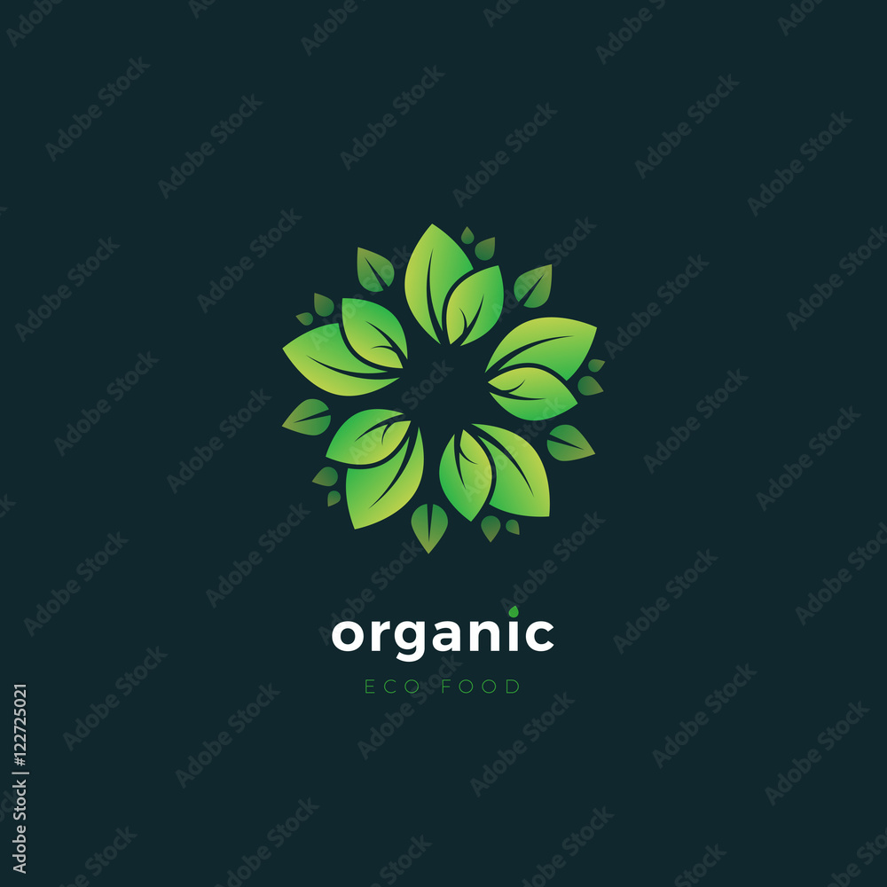 Vector organic logo with floral elements. Ecology concept logo