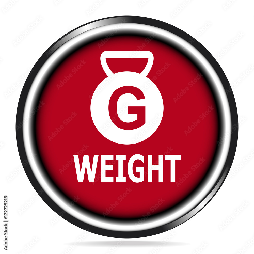 Weight icon red button, symbol vector illustration Weight icon red button, symbol vector illustration