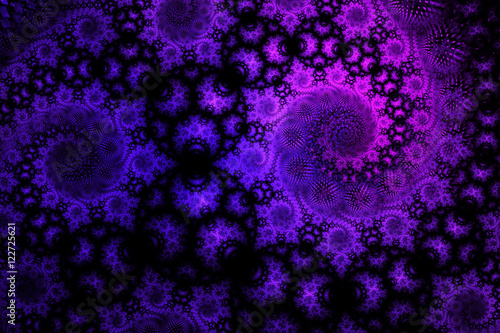 Fototapeta Naklejka Na Ścianę i Meble -  Abstract fantasy spiral ornament on white background. Computer-generated fractal in pink and violet colors.