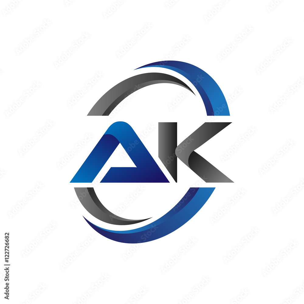Simple Modern Initial Logo Vector Circle Swoosh ak Stock Vector | Adobe ...