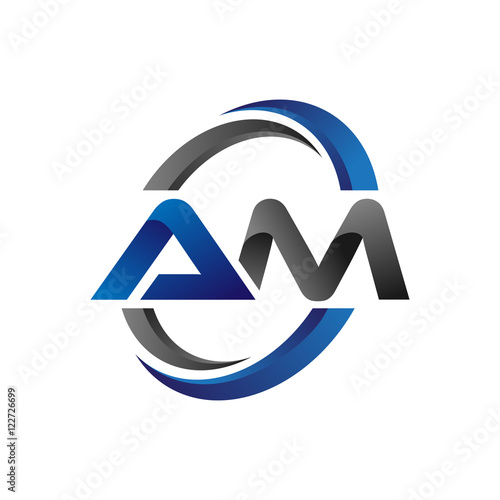 Simple Modern Initial Logo Vector Circle Swoosh am