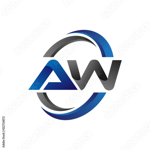 Fotografía Simple Modern Initial Logo Vector Circle Swoosh aw