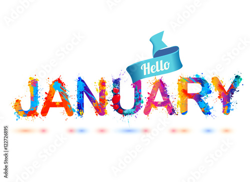 Hello january. Splash paint letters
