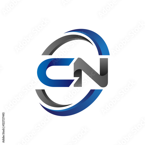 Simple Modern Initial Logo Vector Circle Swoosh cn