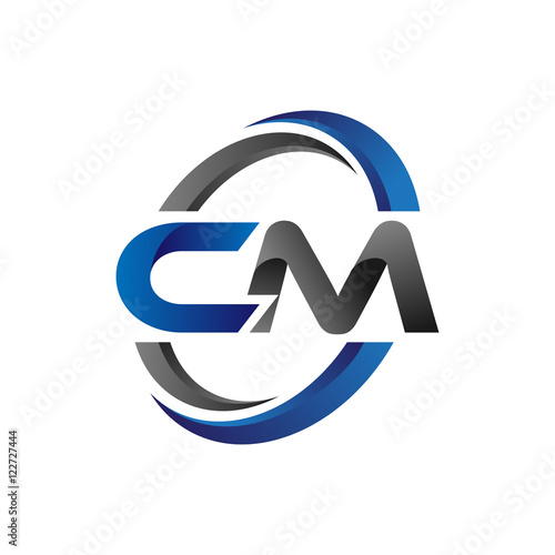 Simple Modern Initial Logo Vector Circle Swoosh cm
