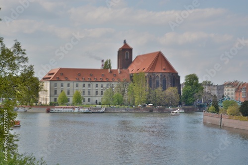 This is a view of Wroclaw city street view. May 2, 2016. Wroclaw, Poland.