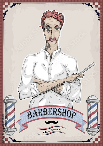 Man male human hairdresser barber, coiffeur, haircutter in white