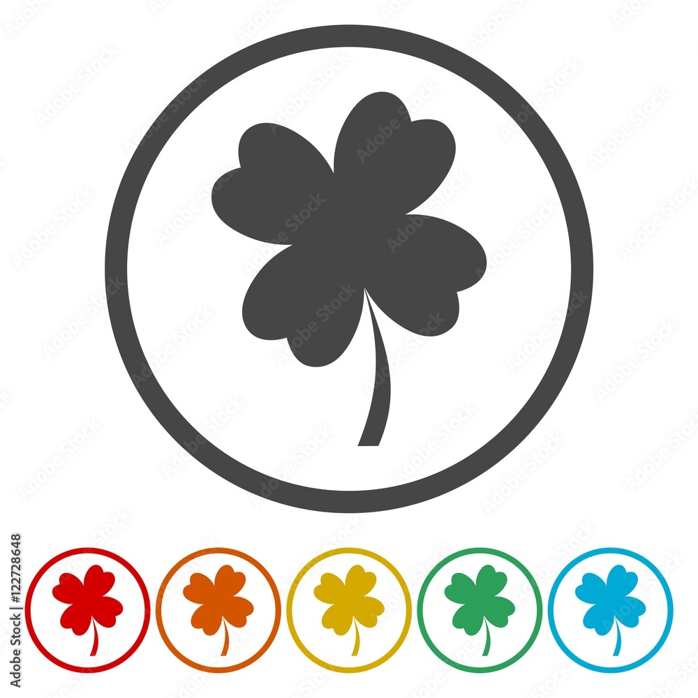 Clover with four leaves sign icon. Saint Patrick symbol
