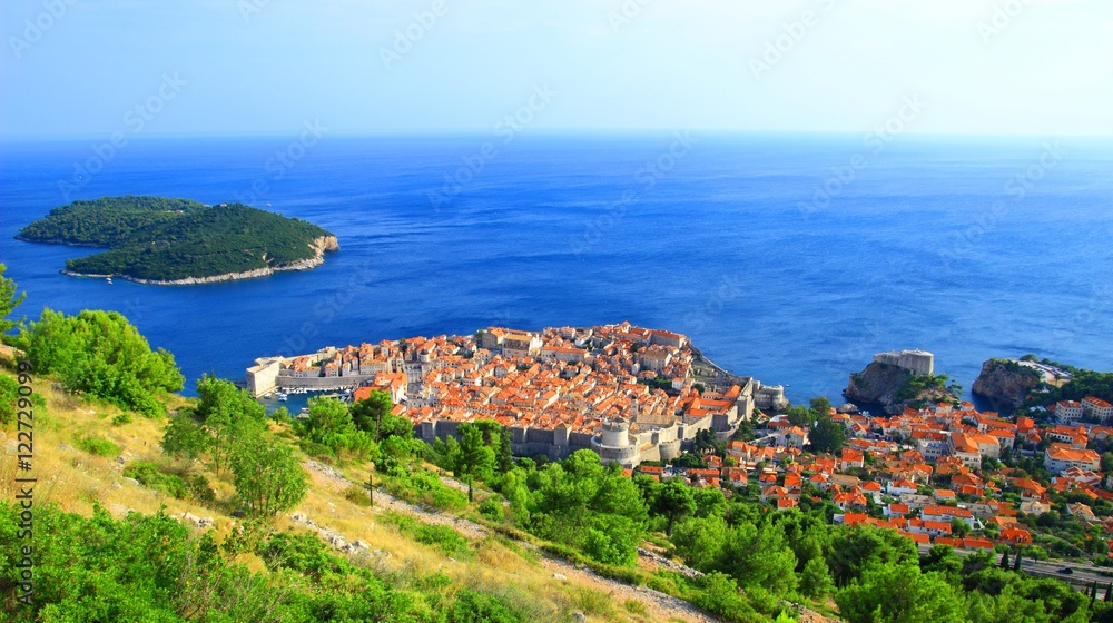 Panoramic view of World touristic destination Dubrovnik, Croatia