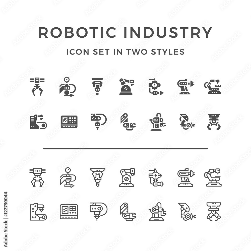 Set icons of robotic industry
