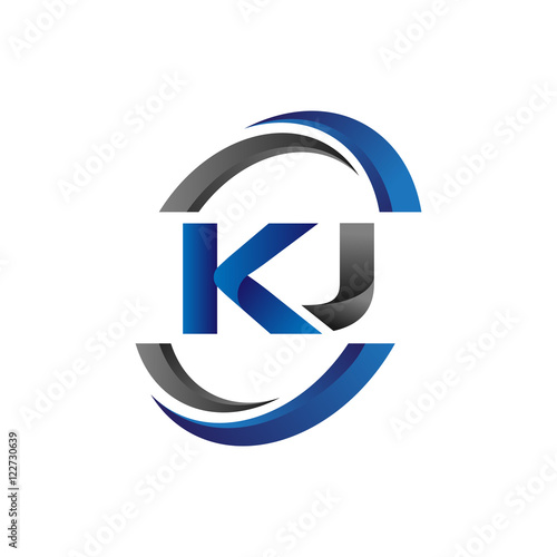 Free Download Simple Modern Initial Logo Vector Circle Swoosh kj - GFXLoad