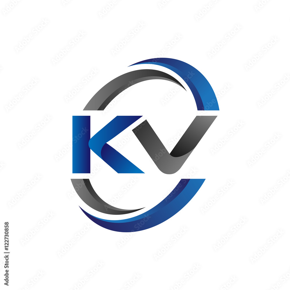 Simple Modern Initial Logo Vector Circle Swoosh kv Stock Vector | Adobe ...