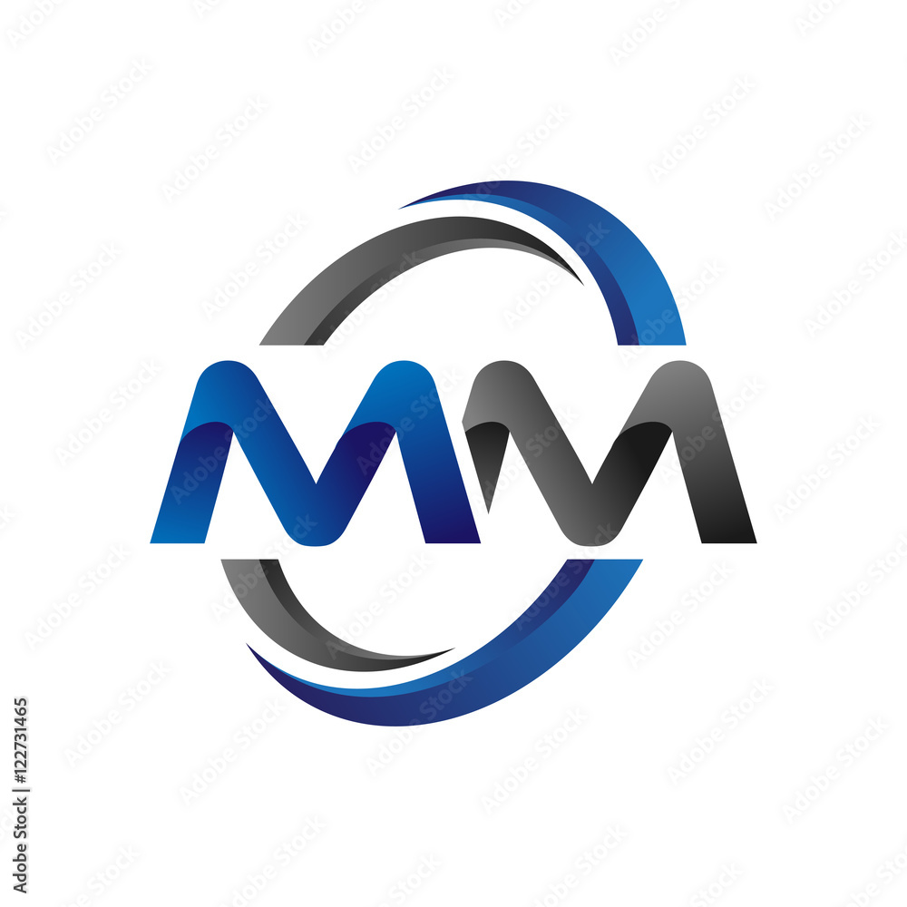 Simple Modern Initial Logo Vector Circle Swoosh mm Stock Vector