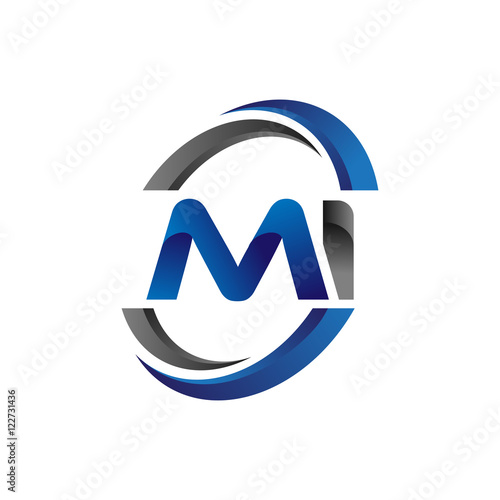 Simple Modern Initial Logo Vector Circle Swoosh mi