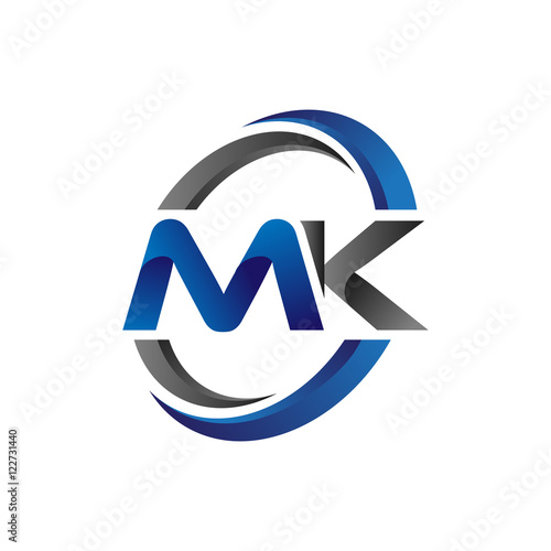 Simple Modern Initial Logo Vector Circle Swoosh mk photo