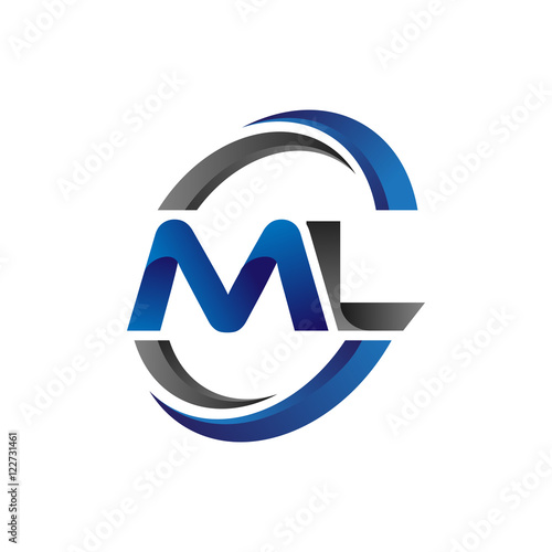 Schilderij op canvas Simple Modern Initial Logo Vector Circle Swoosh ml
