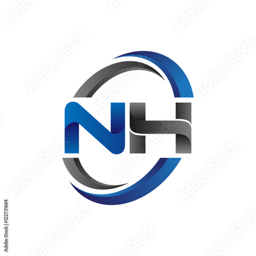 Simple Modern Initial Logo Vector Circle Swoosh nh