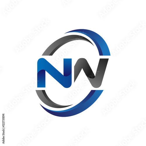 Simple Modern Initial Logo Vector Circle Swoosh nw