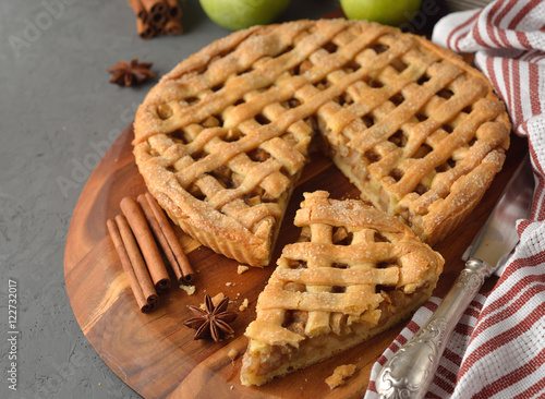 Fototapeta Apple pie with cinnamon