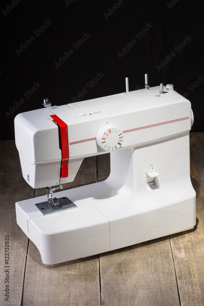 sewing machine and item of clothing.