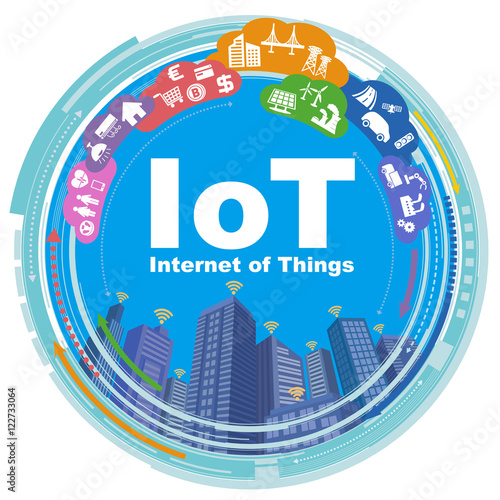 IoT(Internet of Things) concept illustration, smart city and big data