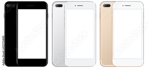 mockup black, gold and silver smartphone kind of front + rear photo