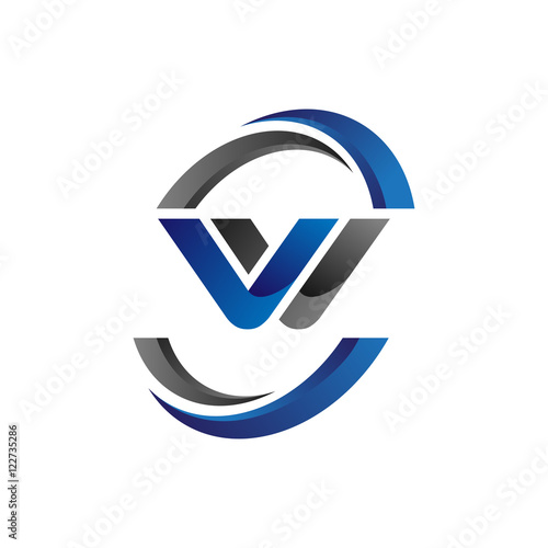 Simple Modern Initial Logo Vector Circle Swoosh vv photo