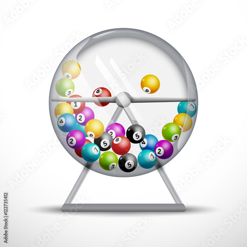 Lottery machine with lottery balls inside. Lotto game luck concept illustration