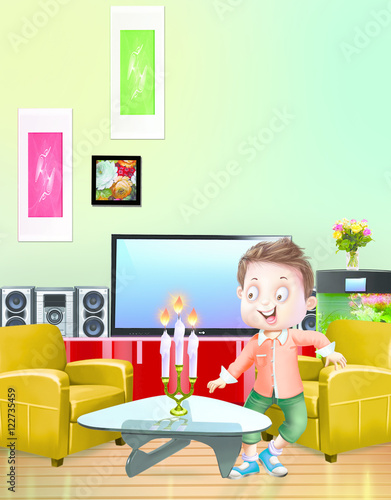 Boy near candles