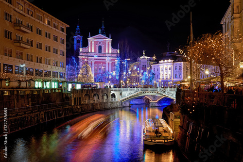 Christmas time decorated Ljubljana