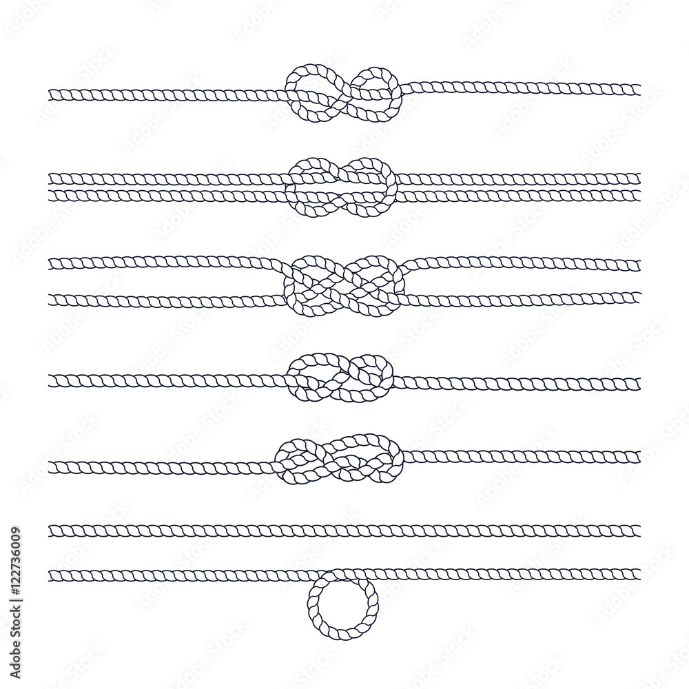 Rope knot on a white background. Vector.