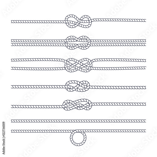Rope knot on a white background. Vector.