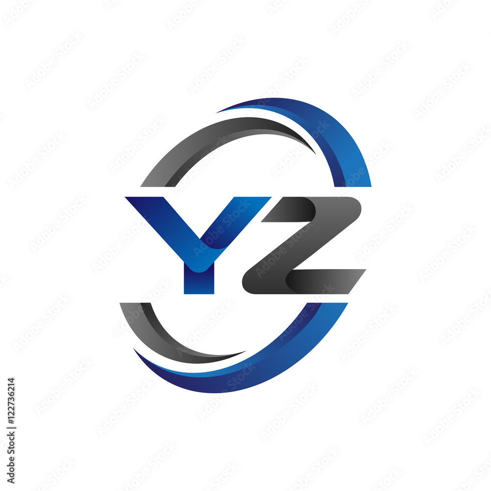 Simple Modern Initial Logo Vector Circle Swoosh yz Stock Vector | Adobe ...