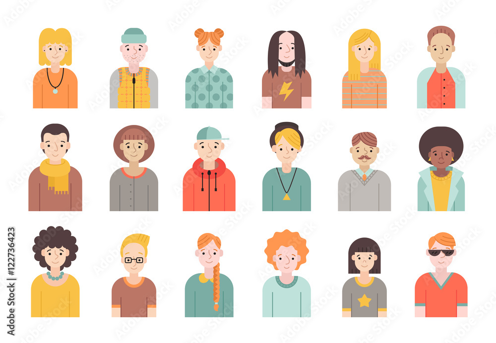 People flat icons vector set (men and women). Part one. People flat icons vector set (men and women). Part one.