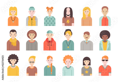 People flat icons vector set (men and women). Part one.