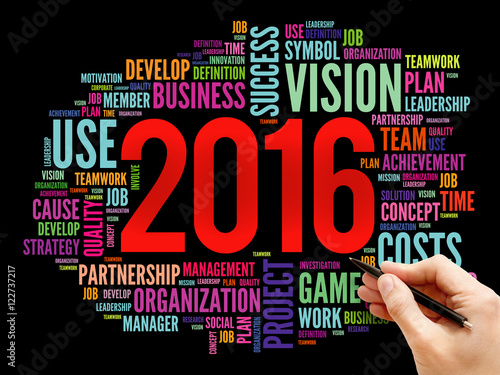 2016 goals plan, project word cloud, business concept background