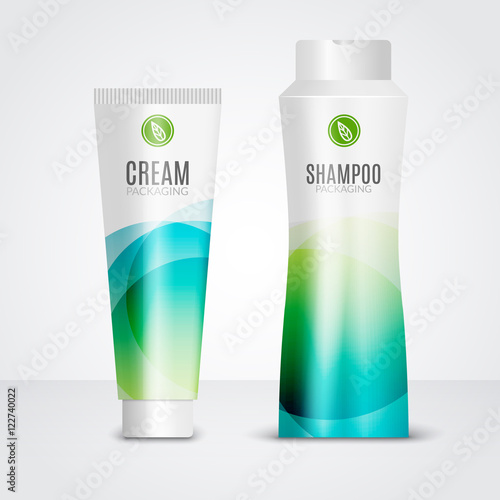 Body care cosmetics designs tubes template. Packaging templates of cream, gel and shampoo