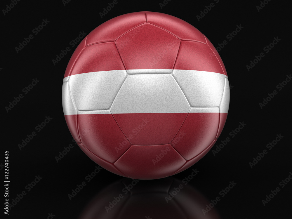 Soccer football with Latvian flag. Image with clipping path Soccer football with Latvian flag. Image with clipping path