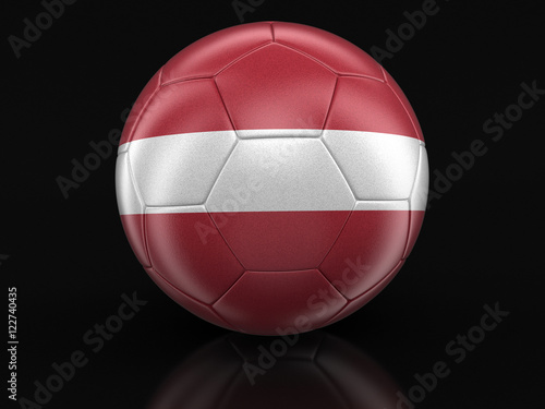 Soccer football with Latvian flag. Image with clipping path