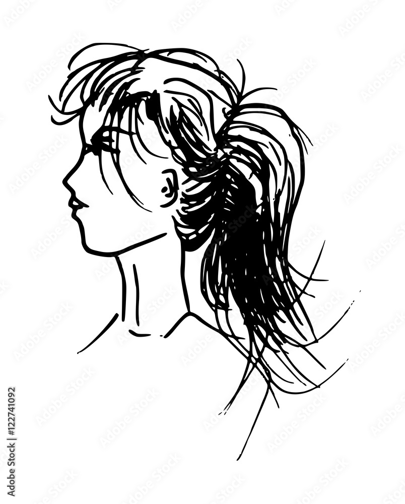 Eenvoudige lijntekening van vrouw Eenvoudige lijntekening van vrouw