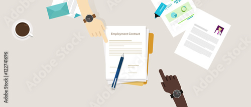 employment contract paper document desk and hand human resources