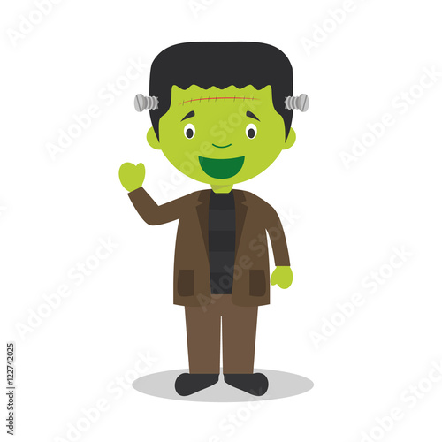 Cartoon illustration of a funny frankenstein monster for children