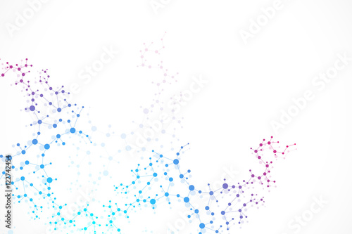 Structure molecule and communication Dna, atom, neurons. Science concept for your design. Connected lines with dots. Medical, technology, chemistry, science background. Vector illustration.