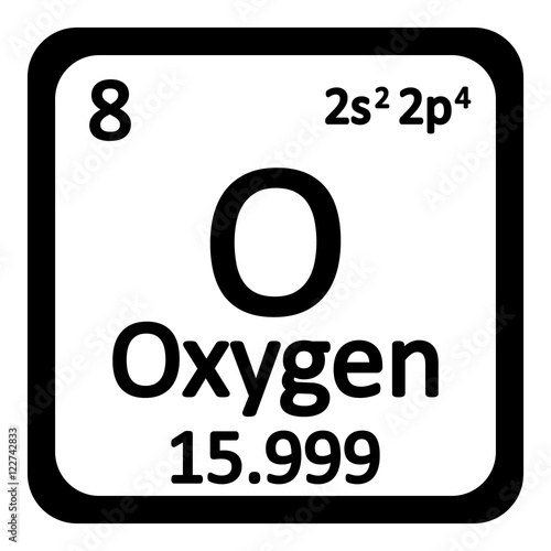 Periodic table element oxygen icon.