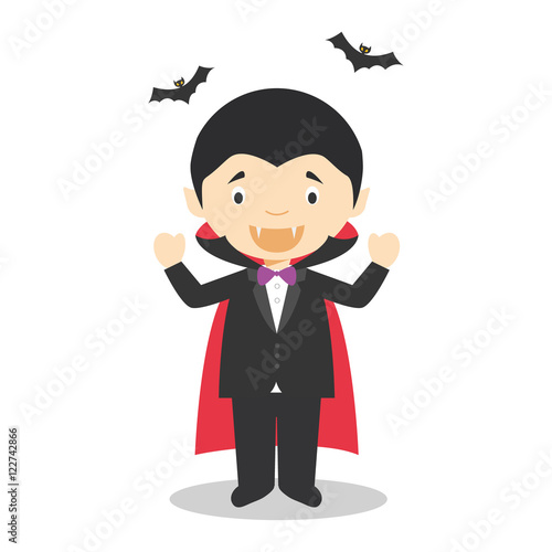 Cartoon illustration of a funny dracula vampire for children