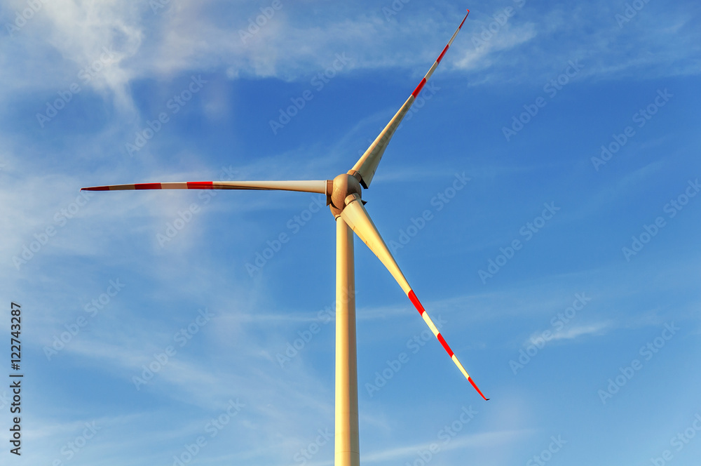 Wind turbine with blue sky nature concept Wind turbine with blue sky nature concept