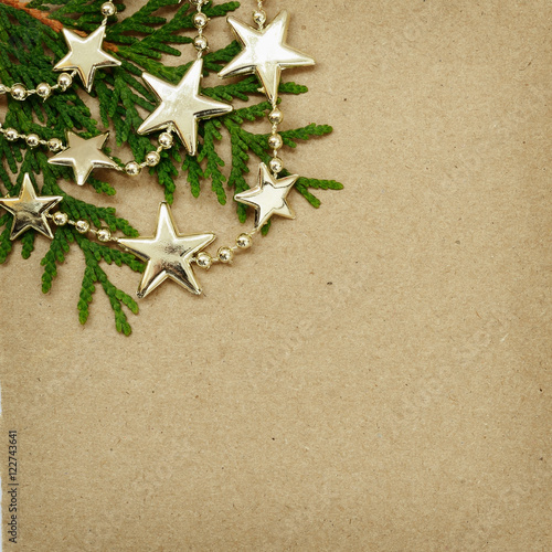 Brown cardboard with evergr...